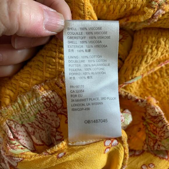 FREE PEOPLE Jumpsuit MD Little of Your Love Marigold Boho Wide Leg Smocked Chest - Picture 14 of 16